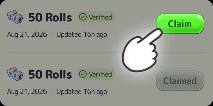Choose a Dice Dreams reward link and tap Claim